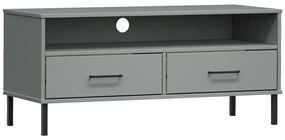 351025 vidaXL ТВ шкаф с метални крака сив бор масив OSLO