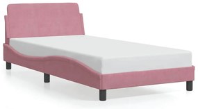 373137 vidaXL Рамка за легло с табла Dover, розова, 100x200 см, кадифе