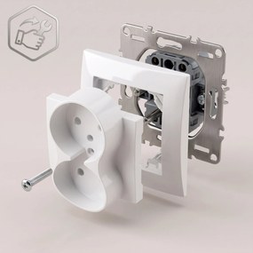 Двоен контакт със заземяване OSTE JNH002-G White