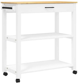 376105 vidaXL Кухненска количка "MONZA" 84x40x88,5 см борово дърво масив