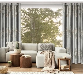 Затъмняваща кадифена завеса с фина шарка - сива Ширина: 140 см | Дължина: 250 см