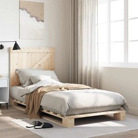 3281550 vidaXL Рамка за легло с табла, 90x200 см, борово дърво масив