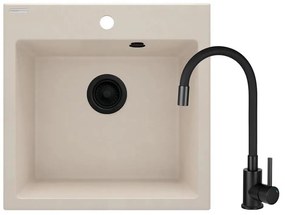 Deante ZQJN5103 - Кухненска мивка EVORA 50x50 см + смесител за мивка гранит/бежов