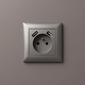 Единичен контакт със заземяване + 2x USB-A OSTE JNH003-G Grey