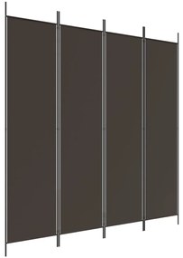 350183 vidaXL Параван за стая, 4 панела, кафяв, 200x200 см, плат