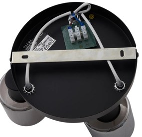 Модерна таванна лампа черна с кръгло димно стъкло 3-светлинна - Cilin