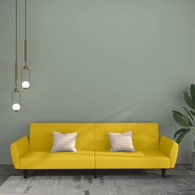 375864 vidaXL 2-местно разтегателно канапе, жълто, кадифе