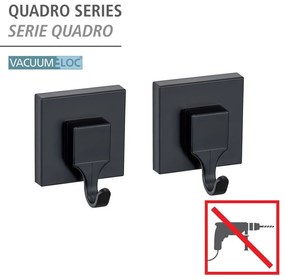 Черни самозалепващи пластмасови куки в комплект от 2 бр. Quadro – Wenko