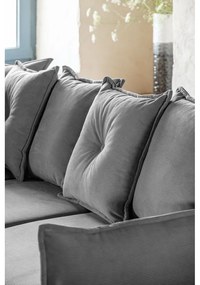 Ъглов разтегателен диван от сив велур (ляв ъгъл/"U") Lazy Lukka - Miuform