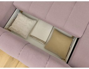 Розов сгъваем/с място за съхранение ъглов диван (десен ъгъл/U форма) Fuji – Bobochic Paris