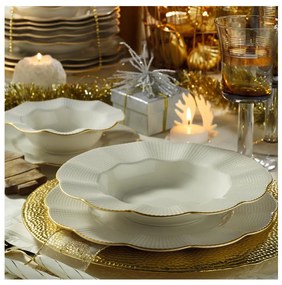 Сервиз за хранене 24 части бял/златен/порцелан