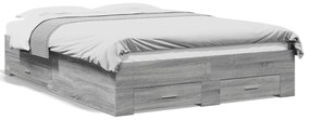 3280417 vidaXL Рамка за легло с чекмедже сив сонома 120x190 см инженерно дърво