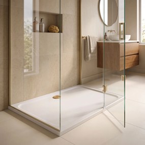 Корито за душ кабина-акрилно Rea Belmond White 90x120 Brush Gold