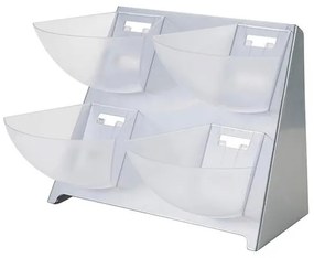 Пластмасов бар органайзер за пакетчета с 4 отделения сребро 39x34xh37см (JD-86219)