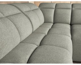 Сиво-зелен сгъваем/с място за съхранение ъглов диван от прежда с примки от букле (ляв ъгъл/L форма) Falconn – ELTAP