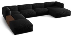 Черен модулен ъглов диван (ляв ъгъл/U форма) Martina – Micadoni Home