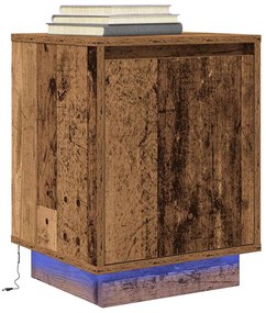 861279 vidaXL Нощно шкафче с LED осветление Старо дърво 38x34x50 cm