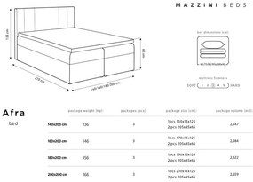 Светлосиво кадифено двойно легло , 160 x 200 cm Afra - Mazzini Beds