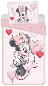 Розово единично памучно детско спално бельо 140x200 cm Minnie "Balloon" – Jerry Fabrics