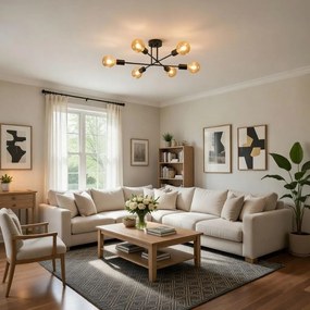 Плафон КОМПАС, черен, 6xE27