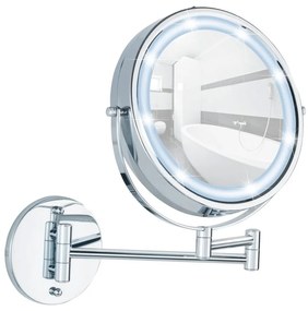Козметично огледало със светлина/увеличително (5x) ø 17,5 cm Power-Loc Lumi – Wenko