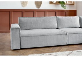 Светлосив ъглов диван от велур, десен ъгъл Nihad modular – Bobochic Paris