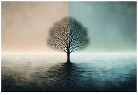 Самозалепващ тапет – Дървото на живота в синьо-бежов контраст