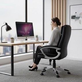 Ергономичен кожен офис стол с двойна подложка