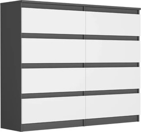 Комод с 8 чекмеджета R-120-S8 - различни цветови варианти антрацит микс бяло