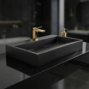 Умивалник мраморен композит Rea GOYA BLACK MAT 50CM