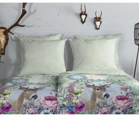 Зелено единично фланелено спално бельо 140x200 cm Romini – HIP