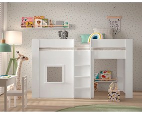 Бяло повдигнато легло от бор 90x200 cm RENO - Vipack