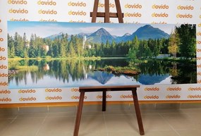 Картина на платно – Прекрасна панорама на планини до езеро