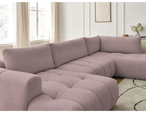 Розов сгъваем/с място за съхранение ъглов диван (десен ъгъл/U форма) Fuji – Bobochic Paris
