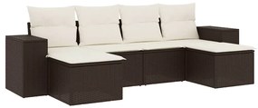 3222922 vidaXL Градински комплект с възглавници, 6 части, кафяв, полиратан
