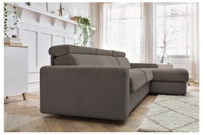 Сивo-кафяв разтегателен ъглов диван от рипсено кадифе (променлив) Monaco – Bobochic Paris