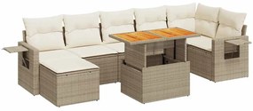3327180 vidaXL Градински диван с възглавници, 8 части, бежов полиратан