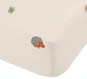 Бежов еластичен двоен детски чаршаф 135x190 cm Fox and Woodland Friends – Catherine Lansfield