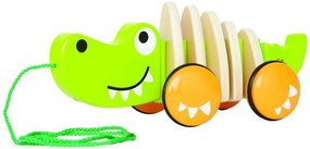 Дървена играчка за дърпане - Крокодил