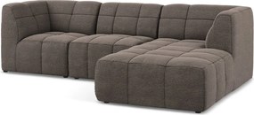 Кафяв ъглов диван от прежда с примки от букле (десен ъгъл) Aloha – Makamii