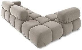 Бежов кадифен модулен ъглов диван (ляв ъгъл) Lokua – Makamii