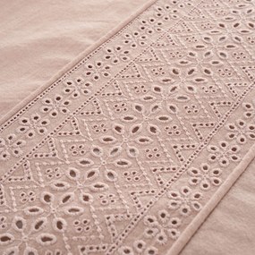 Розово двойно удължено спално бельо 230x220 cm Broderie Anglaise – Catherine Lansfield