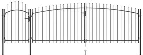Градинска оградна порта с пики, 5x2 м, черна