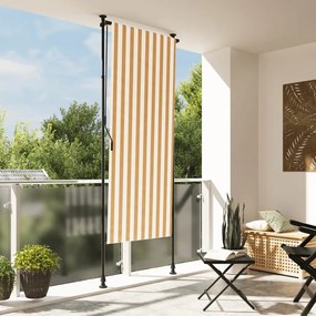 368768 vidaXL Външна ролетна щора, оранжев и бял, 100x270 см, плат и стомана