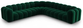 Зелен кадифен модулен ъглов диван Lupine – Micadoni