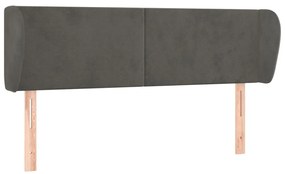 3116913 vidaXL Горна табла за легло с уши, тъмносива, 147x23x78/88 см, кадифе