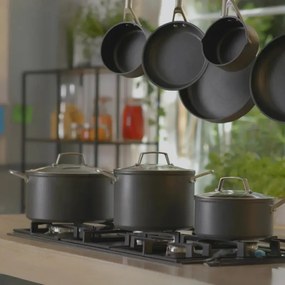 Комплект тенджери и тигани Ninja Zerostick Premium C35005DE, 9 части, Незалепваща технология, До 260C, Индукция, Черен