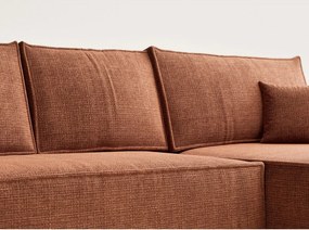 Шенилов сгъваем/с място за съхранение ъглов диван в меден цвят (десен ъгъл) Maze – Maison de Rêve