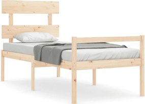 3195316 vidaXL Легло за възрастни с табла, единично, масивно дърво