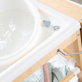 Маса за повиване от декор от бреза в бял и естествен цвят Baby Pool – Roba